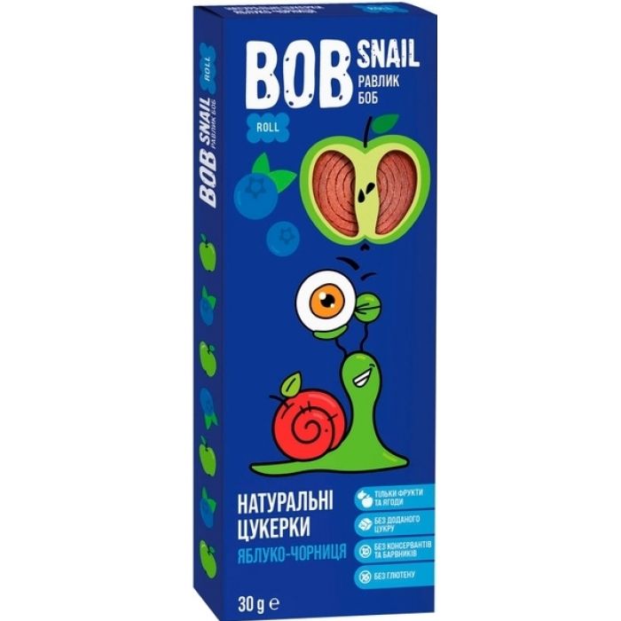 Натуральні цукерки Bob Snail Яблуко-Чорниця, 30 г (080066) - 